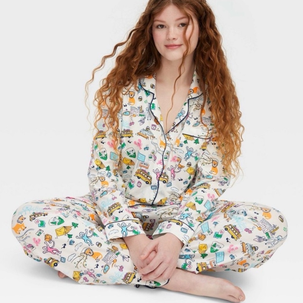 Roller Rabbit x Target Multicolor Road Trip Print Long Sleeve Pajama Set